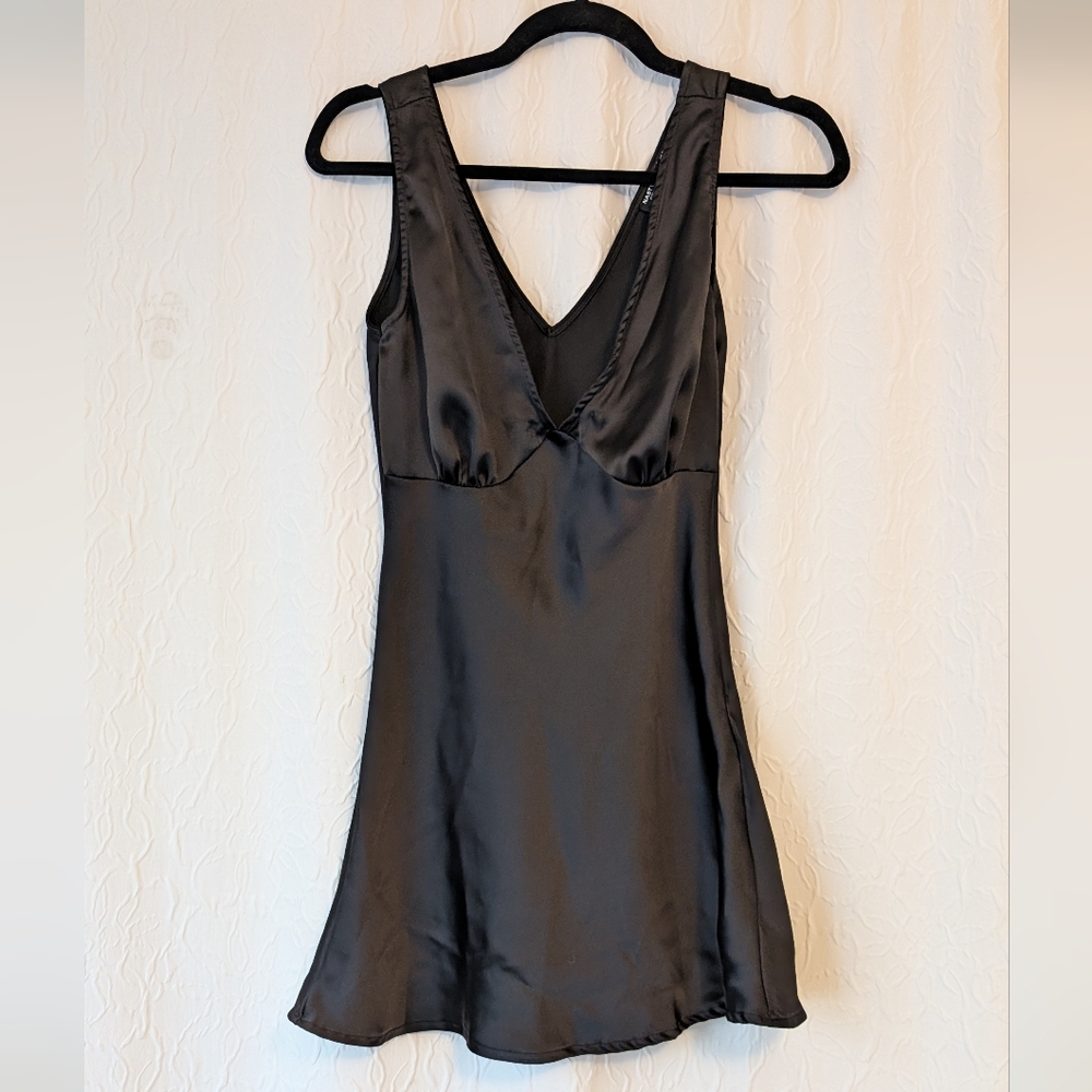 Nasty Gal Sleek Black Satin Chemise